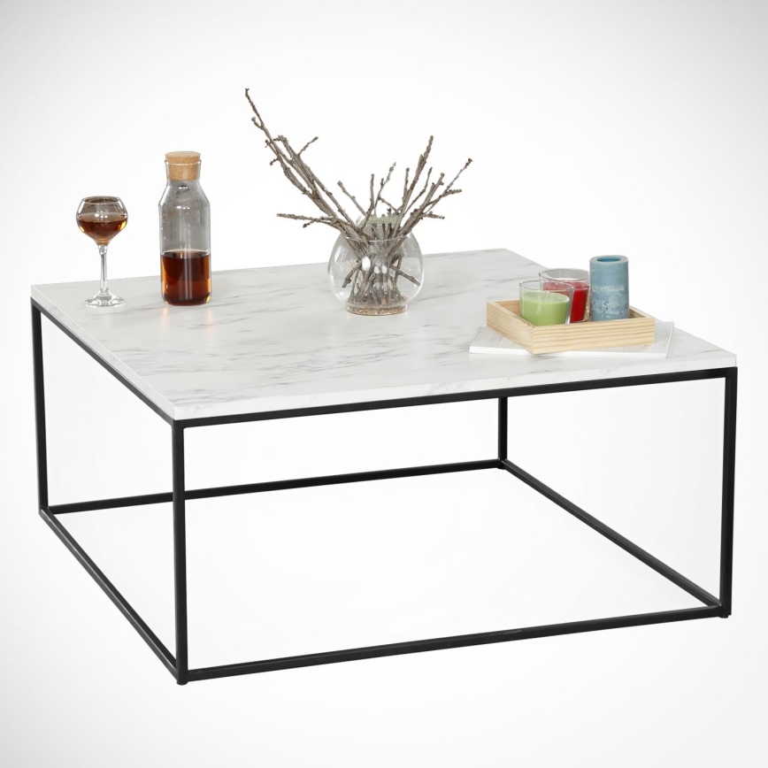 Mesa de centro MARMO 43x75 cm preto/branco