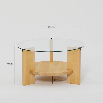 Mesa de centro MONDO 40x75 cm pinho/transparente