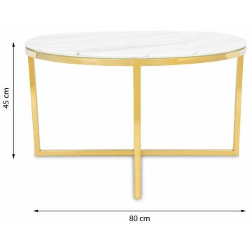 Mesa de centro VERTIGO 45x80 cm dourado/mármore branco
