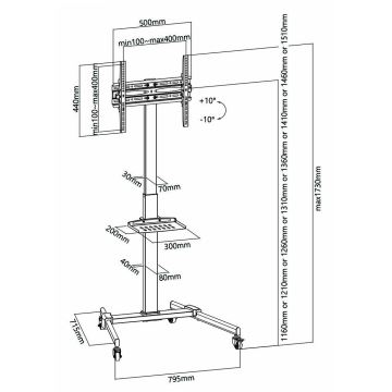 Suporte de chão para TV 32-55" preto