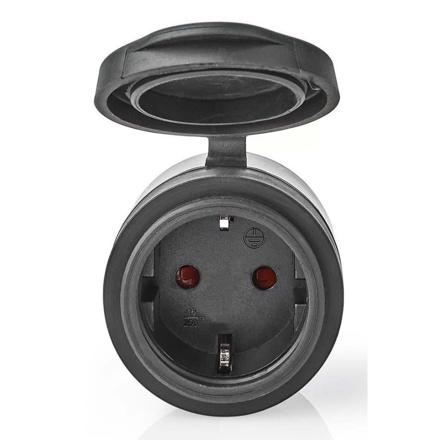 Tomada inteligente 3680W/230V/Schuko Tipo F/16A Wi-Fi IP44 preta