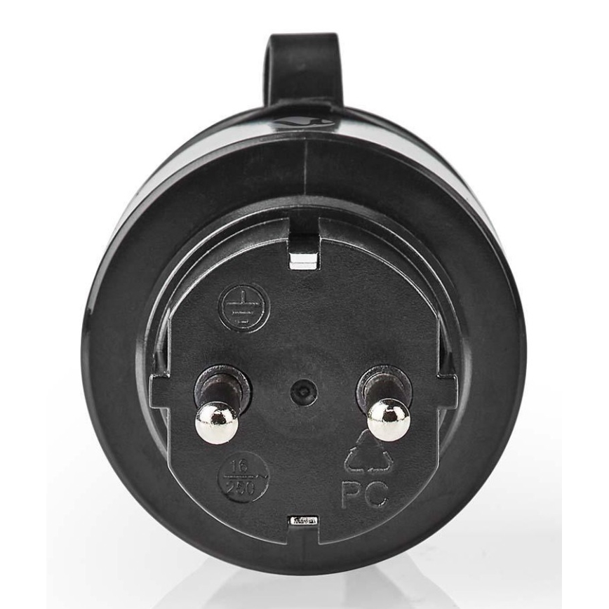 Tomada inteligente 3680W/230V/Schuko Tipo F/16A Wi-Fi IP44 preta