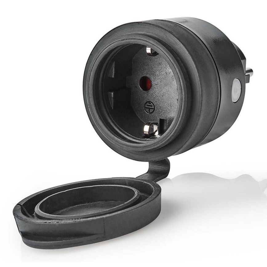 Tomada inteligente 3680W/230V/Schuko Tipo F/16A Wi-Fi IP44 preta