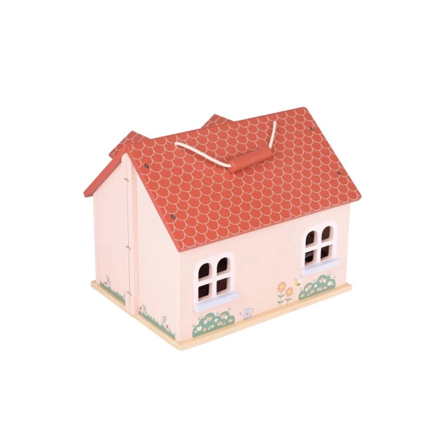 New Classic Toys - Casa de bonecas de madeira vermelha