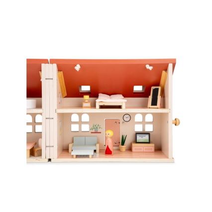 New Classic Toys - Casa de bonecas de madeira vermelha