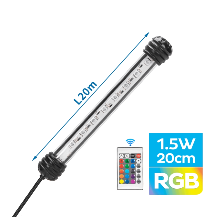 Nobleza - Iluminação LED RGB para aquários LED/1,5W/230V IPX7 + comando