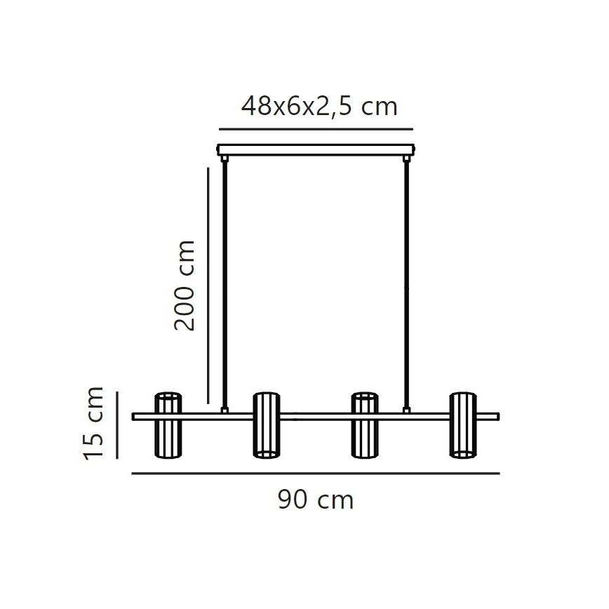 Nordlux - Candeeiro suspenso ALANIS 4xGU10/15W/230V preto