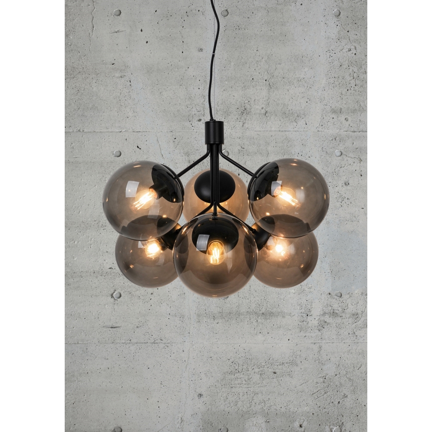 Nordlux - Candeeiro suspenso IVONA 6xE27/28W/230V preto