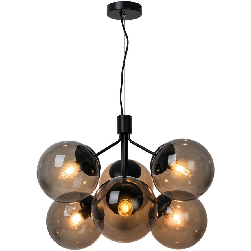 Nordlux - Candeeiro suspenso IVONA 6xE27/28W/230V preto