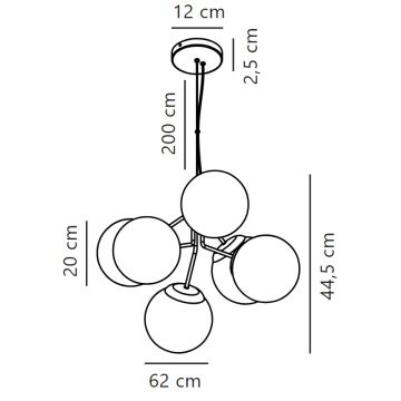 Nordlux - Candeeiro suspenso IVONA 6xE27/28W/230V preto