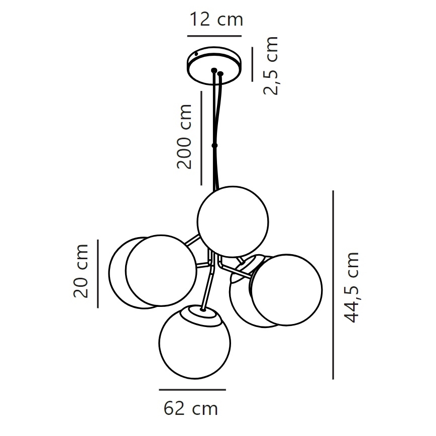 Nordlux - Candeeiro suspenso IVONA 6xE27/28W/230V preto