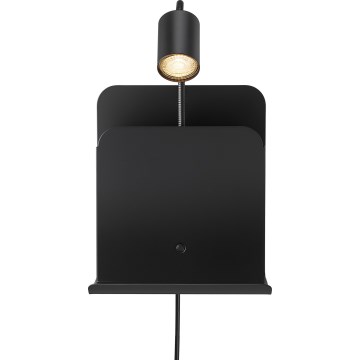 Nordlux - Foco de parede com prateleira e porta USB ROOMI 1xGU10/8W/230V preto