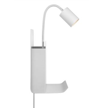 Nordlux - Foco de parede com uma prateleira e porta USB ROOMI 1xGU10/8W/230V branco