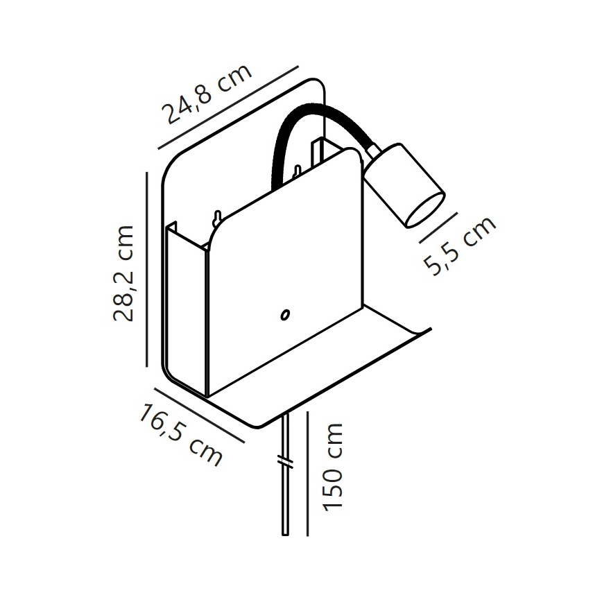 Nordlux - Foco de parede com uma prateleira e porta USB ROOMI 1xGU10/8W/230V branco