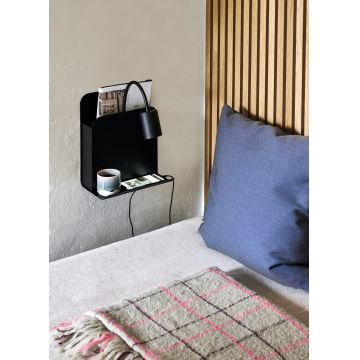 Nordlux - Foco de parede com prateleira e porta USB ROOMI 1xGU10/8W/230V preto