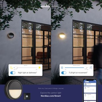 Nordlux - Iluminação LED de parede exterior com regulação AVA SMART LED/9,5W/230V 2700K IP54 preto