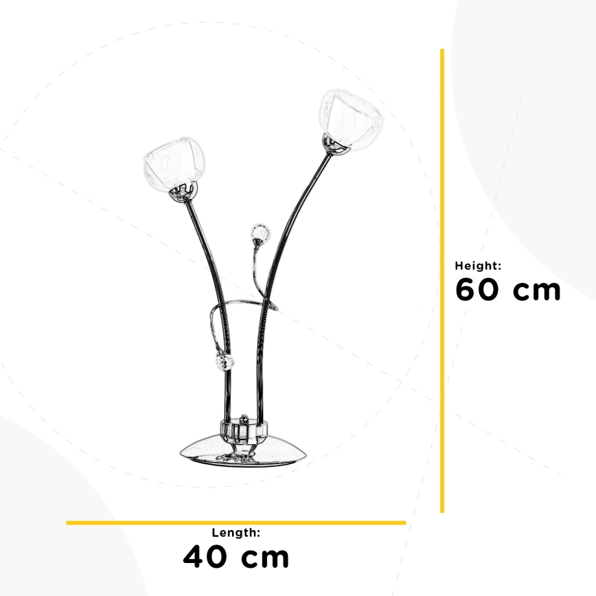 ONLI - Candeeiro de mesa WENDY 2xE14/6W/230V 60 cm cromado brilhante