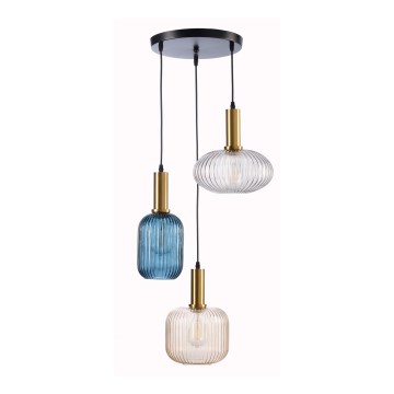 ONLI - Candeeiro suspenso DOROTY 1xE27/22W/230V azul/dourado