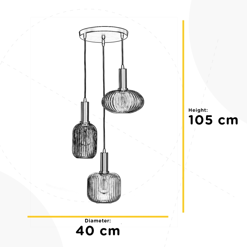 ONLI - Candeeiro suspenso DOROTY 1xE27/22W/230V azul/dourado