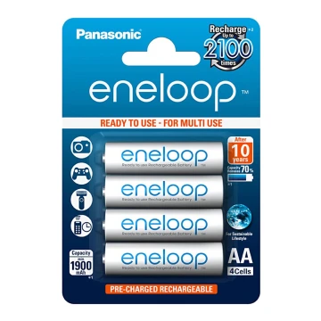 Panasonic Eneloop BK-3MCCE - 4pcs bateria recarregável AA Eneloop NiMH/1.2V/1900mAh