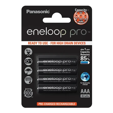 Panasonic Eneloop Pro BK-4HCDE/4BP - 4pcs bateria recarregável AAA Eneloop Pro NiMH/1