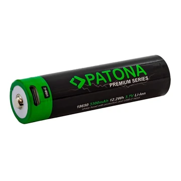 PATONA - Bateria 18650 Li-lon 3350mAh PREMIUM 3,7V com USB-C carregamento