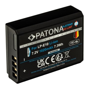 PATONA - Bateria Canon LP-E10 1020mAh Li-Ion Platinum USB-C carregamento