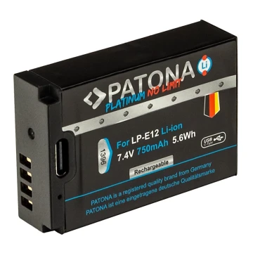 PATONA - Bateria Canon LP-E12 750mAh Li-Ion Platinum USB-C carregamento