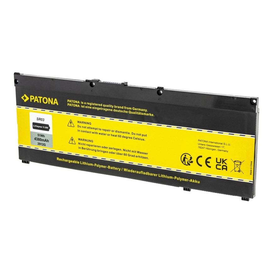 PATONA - Bateria HP Pavilion Gaming 15 4380mAh Li-Pol 11,55V SR03XL