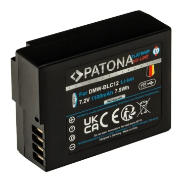 PATONA - Bateria Panasonic DMW-BLC12 1100mAh Li-Ion Platinum USB-C carregamento