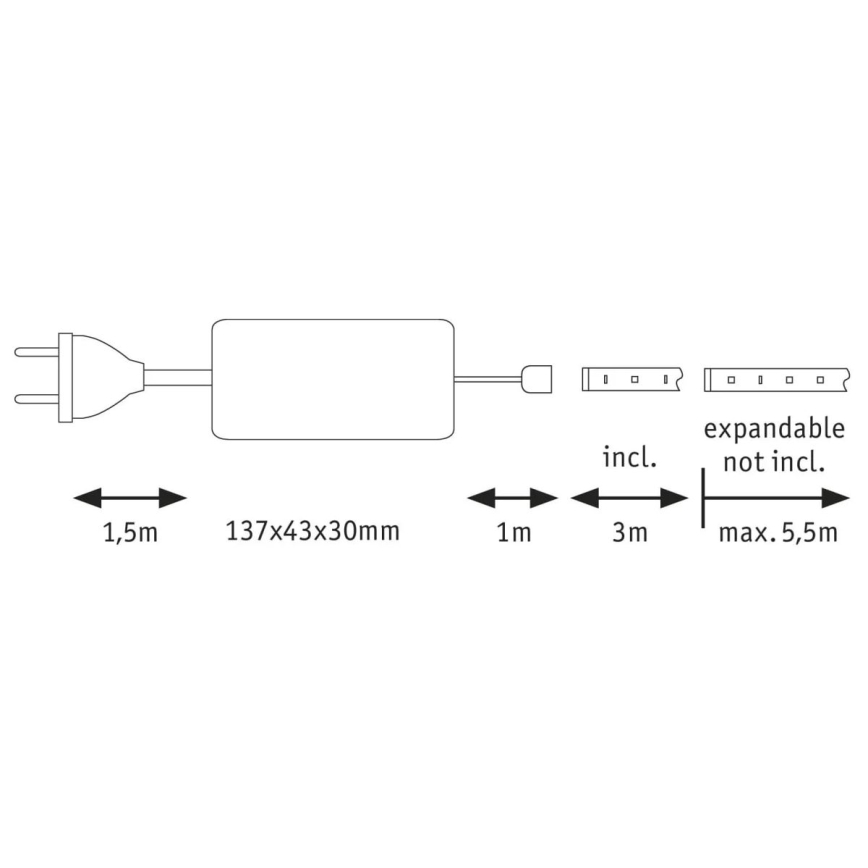 Paulmann 70666 - Fita LED/20W IP44 para casa de banho MAXLED 3m 230V