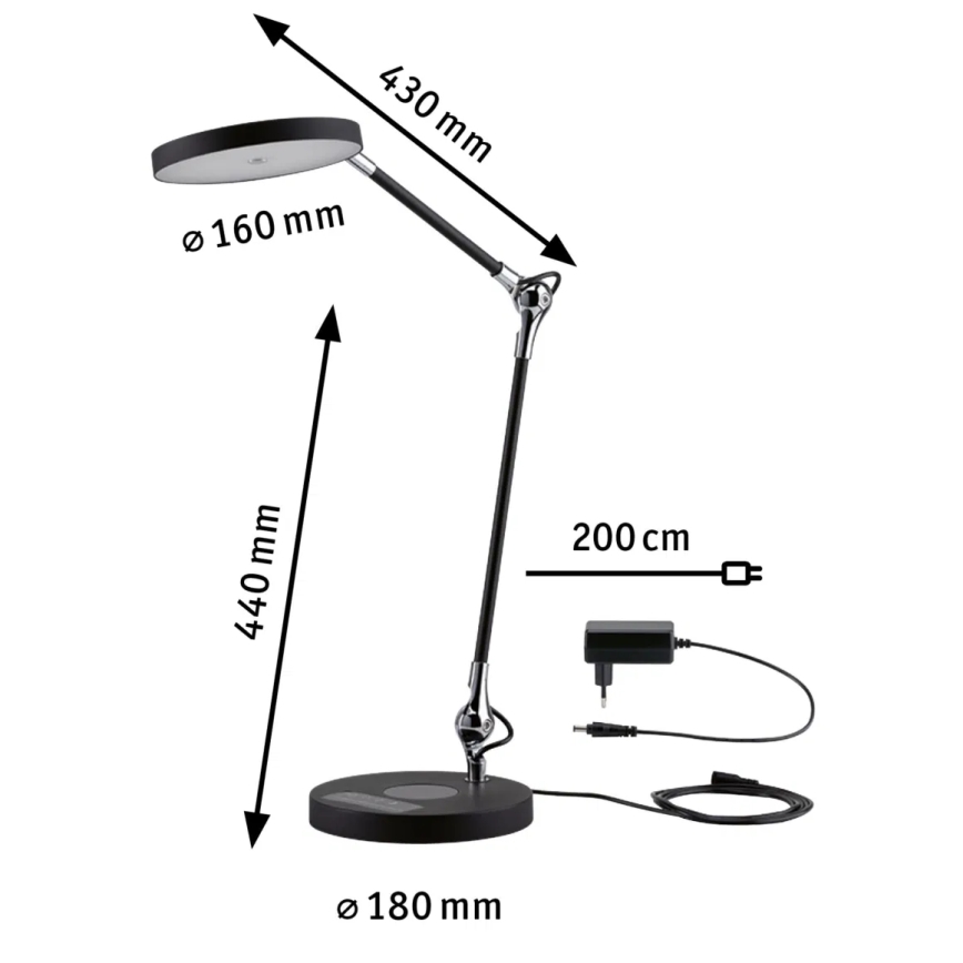 Paulmann 78010 - Candeeiro de mesa LED/11W táctil com regulação NUMIS 230V 2700/4000/6500K preto