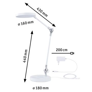 Paulmann 78011 - Candeeiro de mesa LED/11W táctil com regulação NUMIS 230V 2700/4000/6500K branco