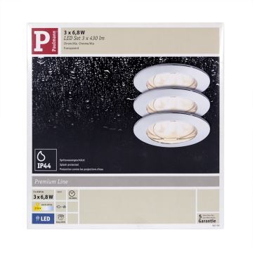 Paulmann 92759 - CONJUNTO 3xLED/6,8W Luz encastrada de casa de banho COIN 230V IP44