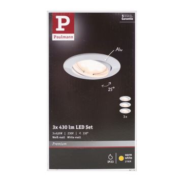 Paulmann 92775 - CONJUNTO 3xLED/6,8W Luz encastrada de casa de banho PREMIUM LINE 230V