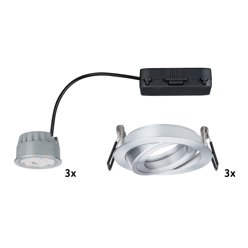 Paulmann 92817 - CONJUNTO 3xLED/7W IP23 Foco de encastrar para casa de banho com regulação COIN 230V