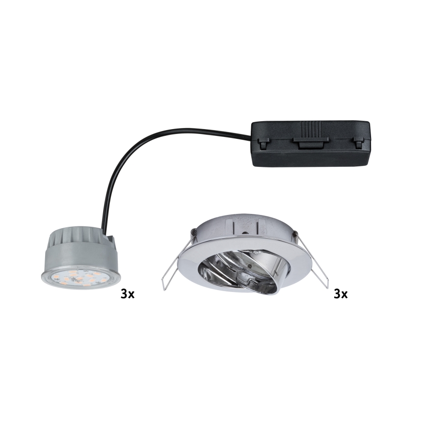 Paulmann 92821 - CONJUNTO 3x LED/7W IP23 Foco de encastrar para casa de banho com regulação COIN 230V