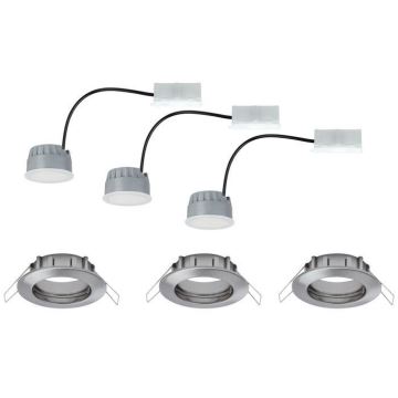 Paulmann 93958 - CONJUNTO 3x LED/6,8W IP44 Foco de encastrar para casa de banho com regulação COIN 230V