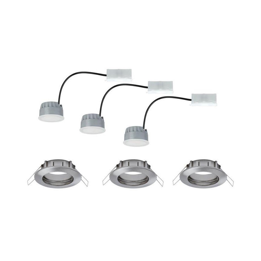 Paulmann 93958 - CONJUNTO 3x LED/6,8W IP44 Foco de encastrar para casa de banho com regulação COIN 230V