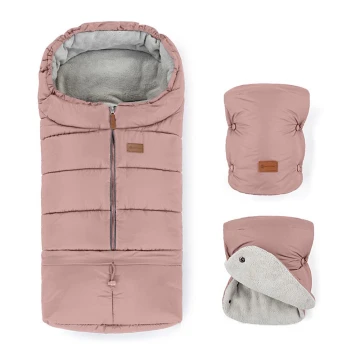 PETITE&MARS - CONJUNTO Saco para bebé 3in1 JIBOT + luvas para carrinho de bebé JASIE pink