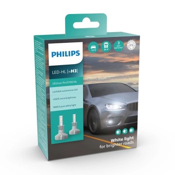 Philips 11336U51X2 - CONJUNTO 2x Lâmpadas LED para carro Ultinon Pro5100 H3 PK22s/12W/12/24V 5800K