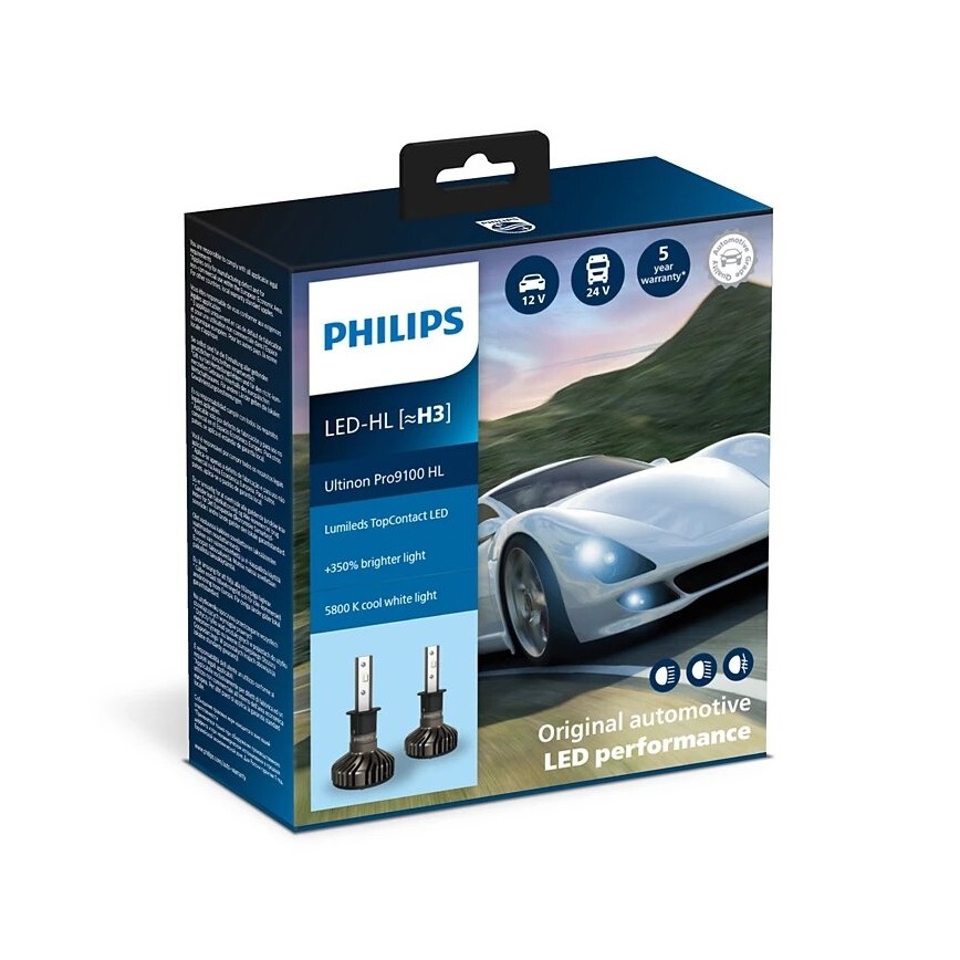 Philips 11336U91X2 - CONJUNTO 2x Lâmpadas LED para carro Ultinon Pro9100 H3 PK22s/13,2W/12/24V 5800K