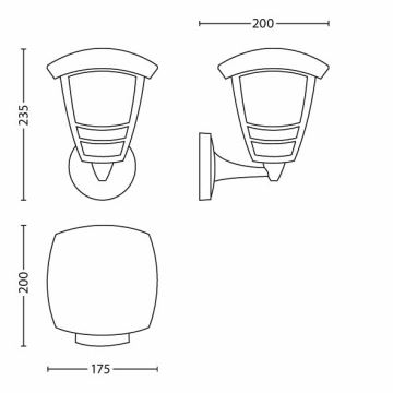 Philips 15380/30/16 - Luz de parede de exterior MYGARDEN CREEK 1xE27/60W/230V IP44