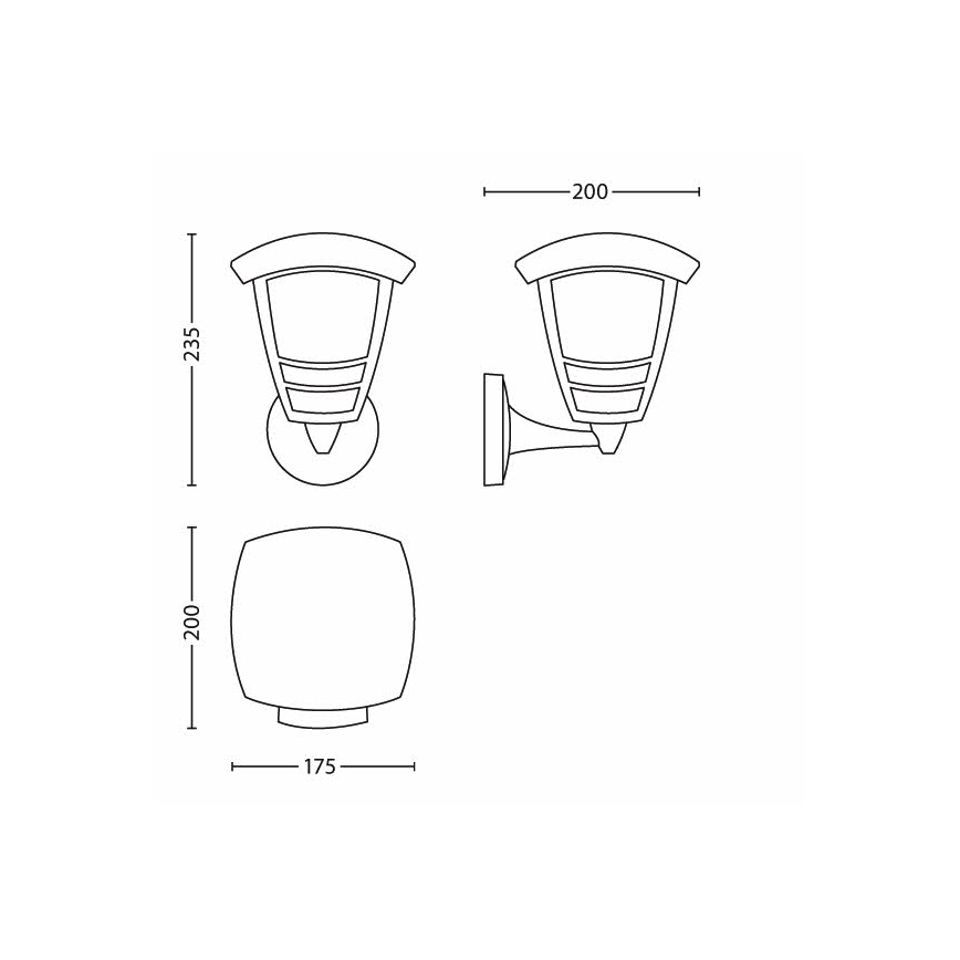 Philips 15380/30/16 - Luz de parede de exterior MYGARDEN CREEK 1xE27/60W/230V IP44