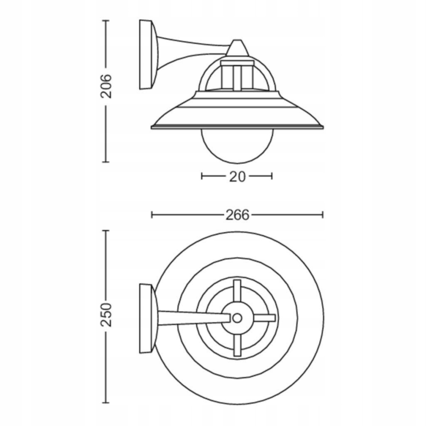 Philips 17381/30/PN - Luz de parede exterior COMORANT 1xE27/42W/230V IP44