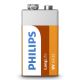 Philips 6F22L1B/10 - Pilha de cloreto de zinco 6F22 LONGLIFE 9V 150mAh