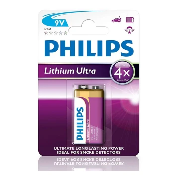 Philips 6FR61LB1A/10 - Célula de lítio 6LR61 LITHIUM ULTRA 9V 600mAh