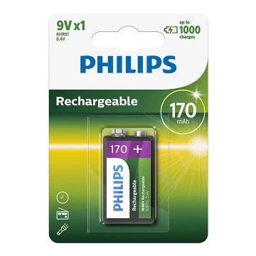 Philips 9VB1A17/10 - Pilha recarregável MULTILIFE NiMH/9V/170 mAh
