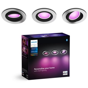 Philips - CONJUNTO 3x Focos de encastrar LED RGBW com regulação Hue CENTURA 1xGU10/4,2W/230V 2000-6500K