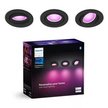 Philips - CONJUNTO 3x Focos de encastrar LED RGBW com regulação Hue CENTURA 1xGU10/4,2W/230V 2000-6500K